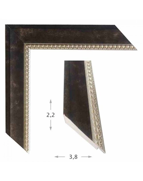 Κορνίζα ξύλινη 3,8 εκ. μαύρη ασημί σκάλισμα 938-12